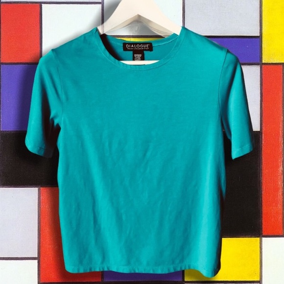Nice Shirt Vintage Green Y2K Pima Cotton Top Dialogue Pullover Short Sleeve M - Picture 3 of 9